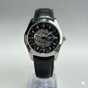 Tissot Skeleton Automatic Openwork Dial Black Leather Strap Men's Watch - Image 4