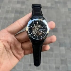 Tissot Skeleton Automatic Openwork Dial Black Leather Strap Men's Watch - Image 6