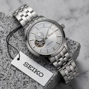 Seiko Presage Cocktail Time Open Heart Sunray Silver Dial Stainless Steel Men's Watch - Image 3