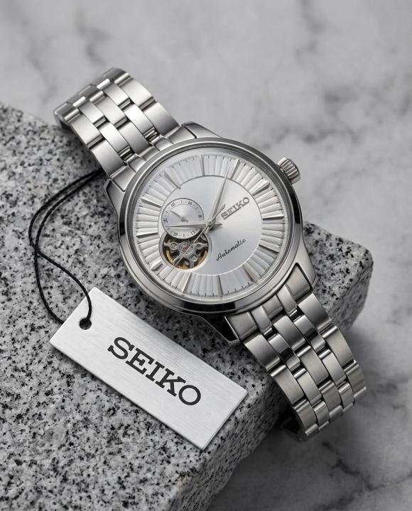 Seiko Presage Cocktail Time Open Heart Sunray Silver Dial Stainless Steel Men's Watch - Image 3