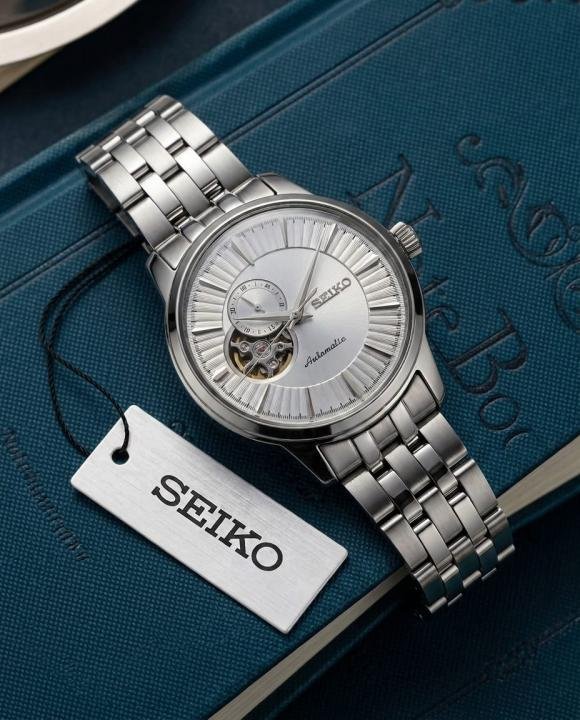 Seiko Presage Cocktail Time Open Heart Sunray Silver Dial Stainless Steel Men's Watch - Image 2