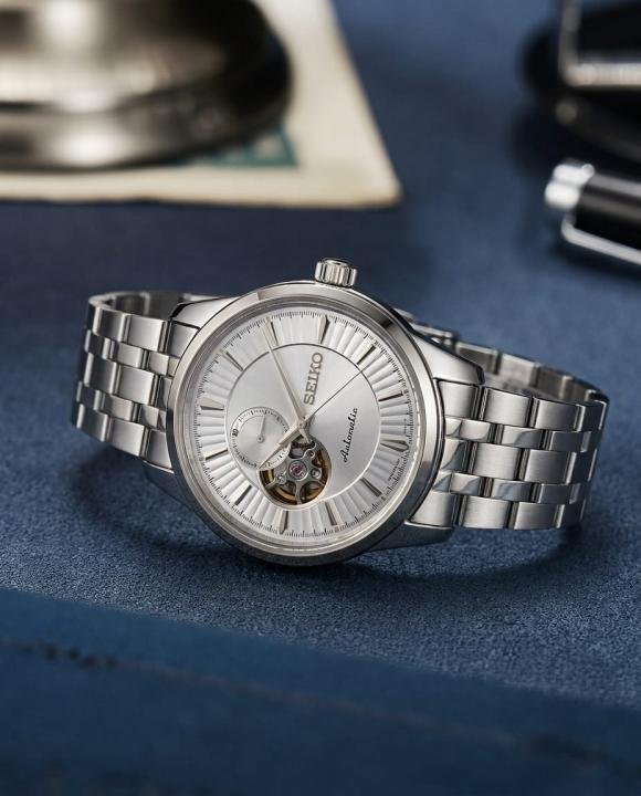 Seiko Presage Cocktail Time Open Heart Sunray Silver Dial Stainless Steel Men's Watch