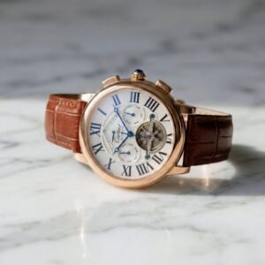 Cartier Tourbillon Rose Gold Blue Roman Dial Leather Watch – Ultra Luxury Edition - Image 5