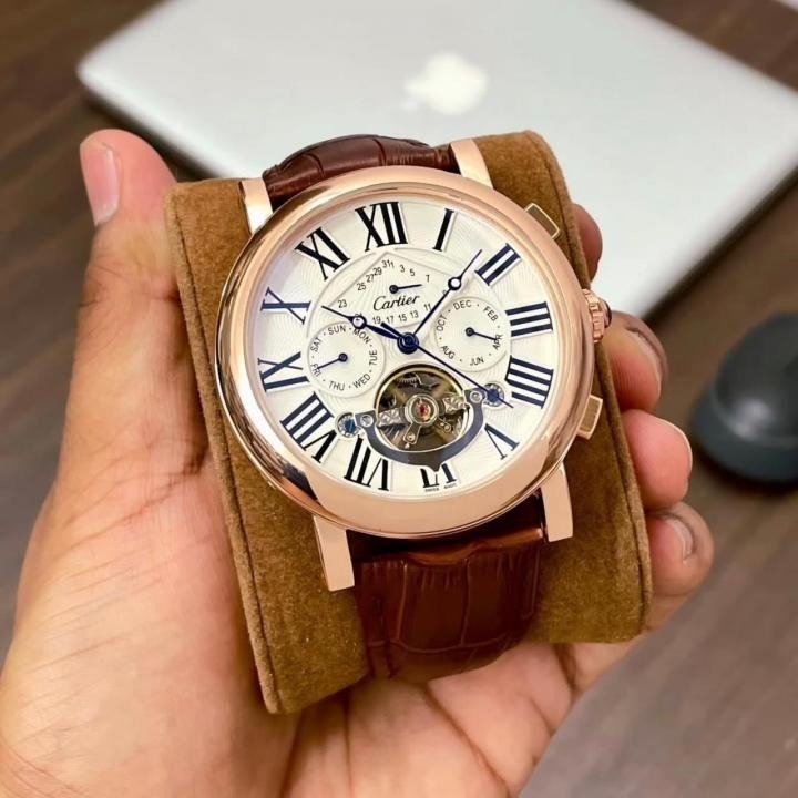 Cartier Tourbillon Rose Gold Blue Roman Dial Leather Watch – Ultra Luxury Edition - Image 6