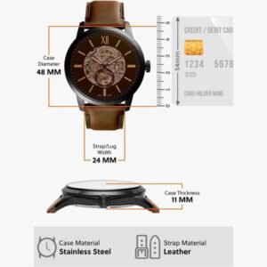 FOSSIL Towns Men Automatic Brown Dial Leather Watch – ME3098 - Image 7