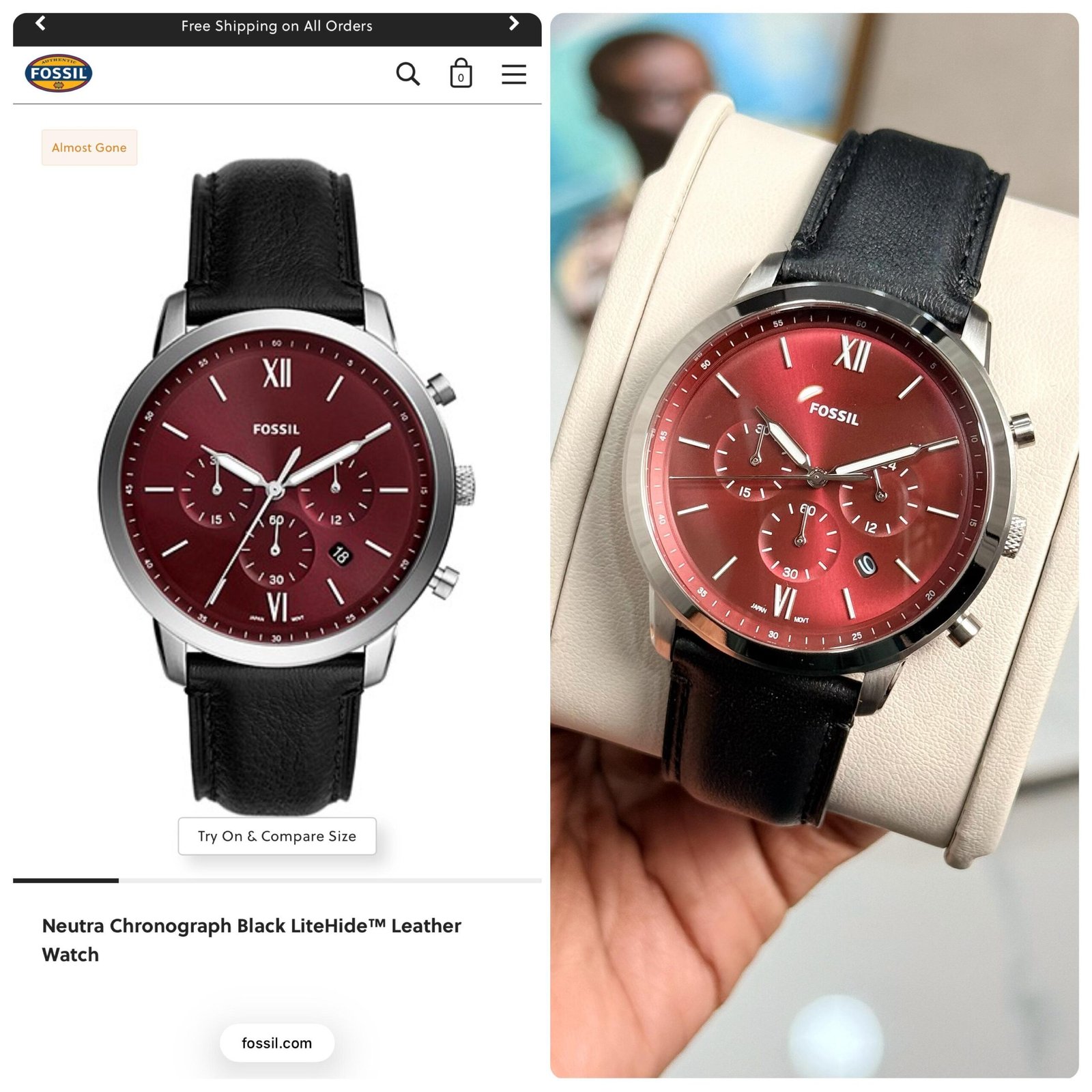 Fossil Neutra Chronograph Red Dial Leather Watch – Premium Statement Edition - Image 3