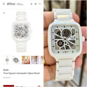 Alternative view of Rado True Square Open Heart Automatic White High-Tech Ceramic Rainbow Dial Unisex Watch (R27073712)