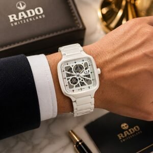 Rado True Square Open Heart Automatic White High-Tech Ceramic Rainbow Dial Unisex Watch (R27073712) - Image 4