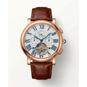 Cartier Tourbillon Rose Gold Blue Roman Dial Leather Watch – Ultra Luxury Edition