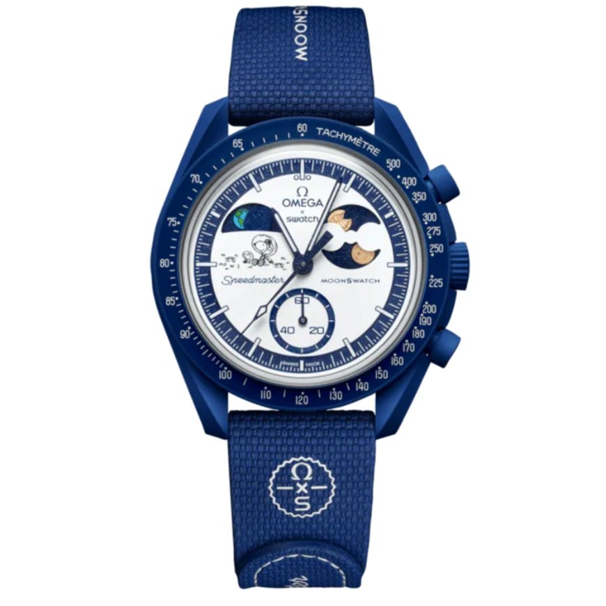 Omega x Swatch Bioceramic MoonSwatch "Mission to Earthphase" Snoopy Blue Edition Watch