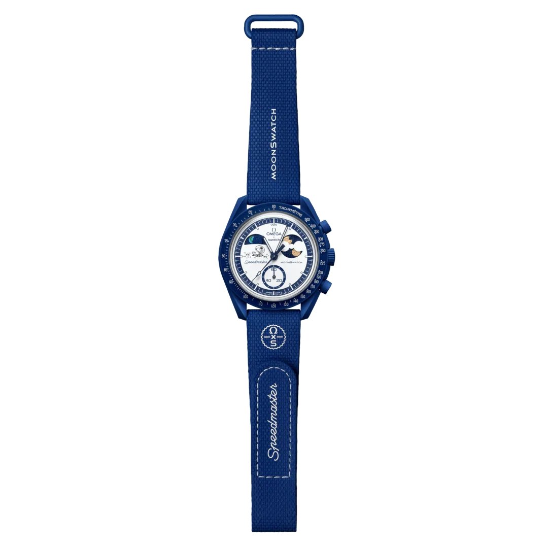 Omega x Swatch Bioceramic MoonSwatch "Mission to Earthphase" Snoopy Blue Edition Watch - Image 2