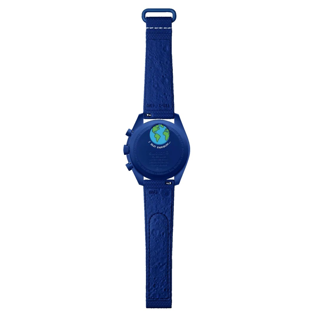 Omega x Swatch Bioceramic MoonSwatch "Mission to Earthphase" Snoopy Blue Edition Watch - Image 3