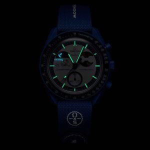 Omega x Swatch Bioceramic MoonSwatch "Mission to Earthphase" Snoopy Blue Edition Watch - Image 4