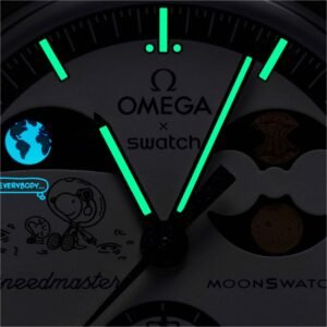 Omega x Swatch Bioceramic MoonSwatch "Mission to Earthphase" Snoopy Blue Edition Watch - Image 5