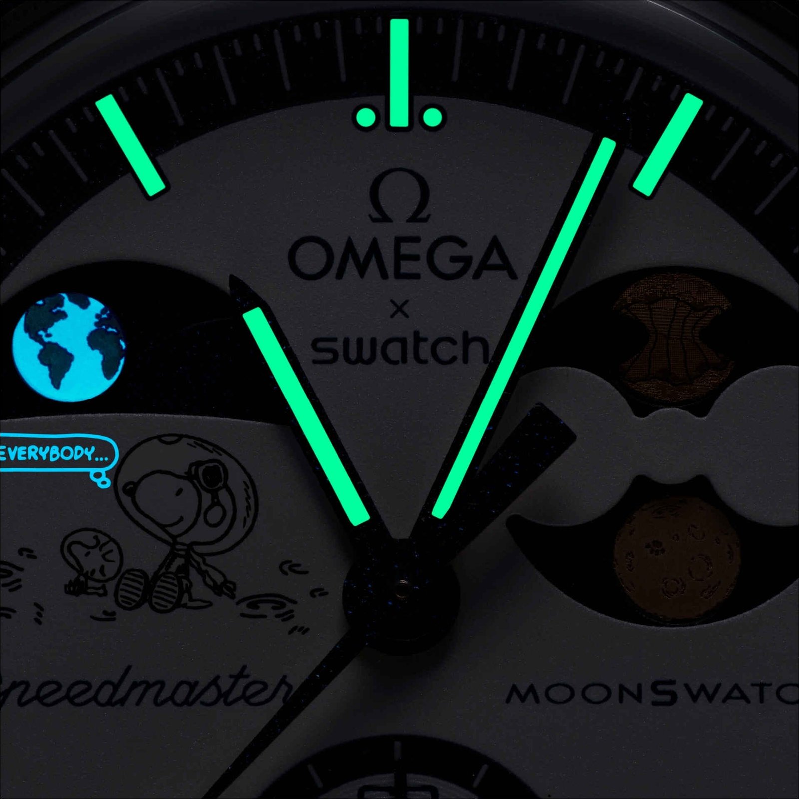 Omega x Swatch Bioceramic MoonSwatch "Mission to Earthphase" Snoopy Blue Edition Watch - Image 5