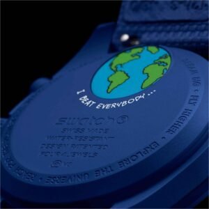 Omega x Swatch Bioceramic MoonSwatch "Mission to Earthphase" Snoopy Blue Edition Watch - Image 6