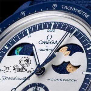 Omega x Swatch Bioceramic MoonSwatch "Mission to Earthphase" Snoopy Blue Edition Watch - Image 8