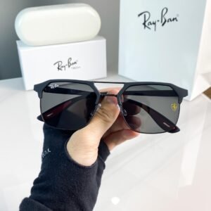 Ray-Ban 04 Full Black Scuderia Ferrari Edition Sunglasses | Premium Metal Frame | Black UV400 Lenses - Image 9