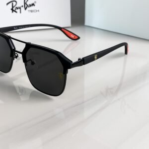 Ray-Ban 04 Full Black Scuderia Ferrari Edition Sunglasses | Premium Metal Frame | Black UV400 Lenses - Image 4