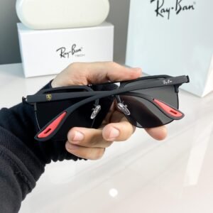 Ray-Ban 04 Full Black Scuderia Ferrari Edition Sunglasses | Premium Metal Frame | Black UV400 Lenses - Image 8