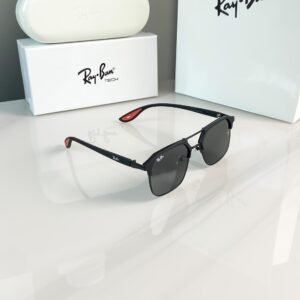 Ray-Ban 04 Full Black Scuderia Ferrari Edition Sunglasses | Premium Metal Frame | Black UV400 Lenses - Image 3