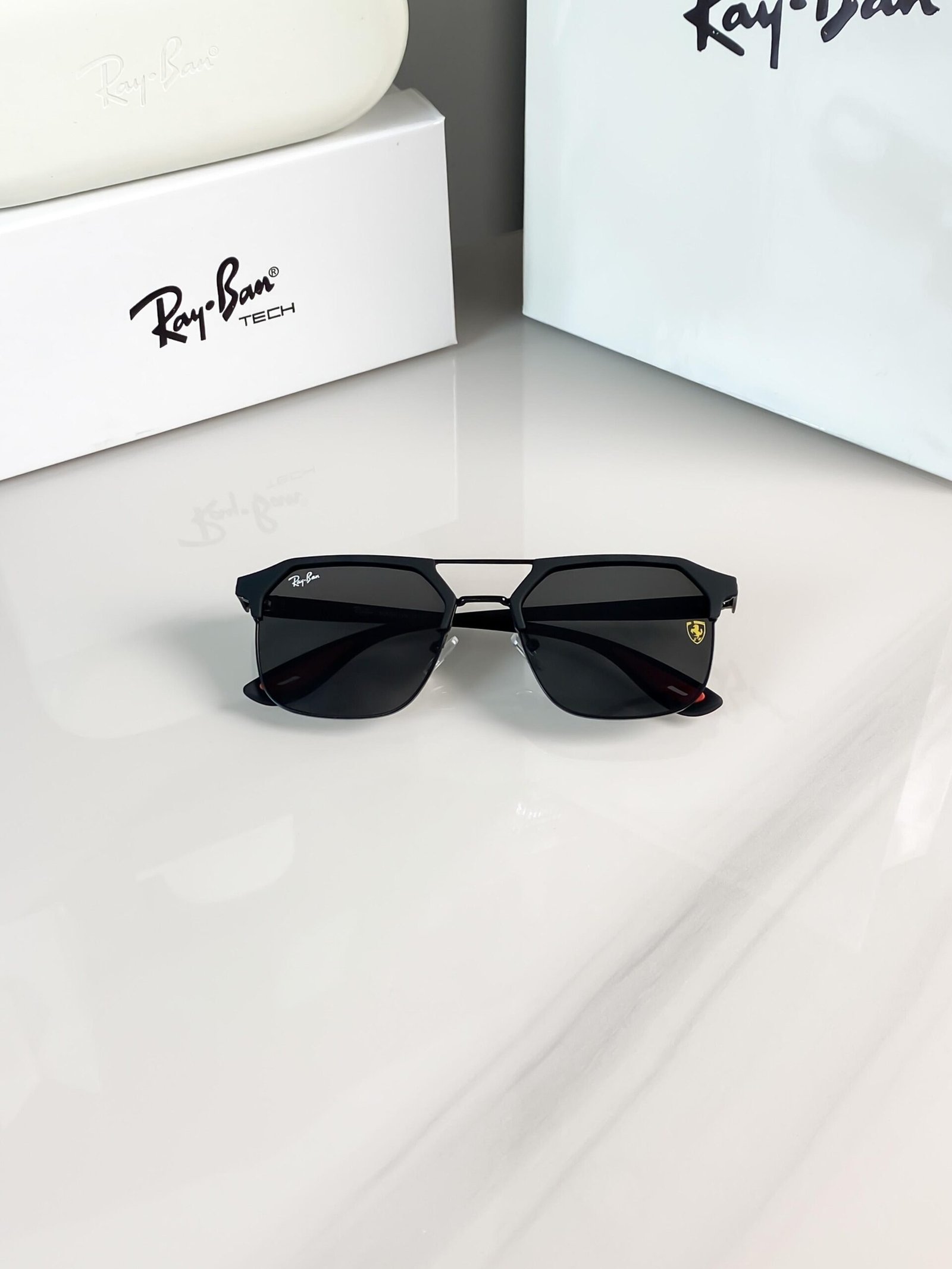 Ray-Ban 04 Full Black Scuderia Ferrari Edition Sunglasses | Premium Metal Frame | Black UV400 Lenses - Image 6