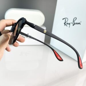Ray-Ban 04 Full Black Scuderia Ferrari Edition Sunglasses | Premium Metal Frame | Black UV400 Lenses - Image 7