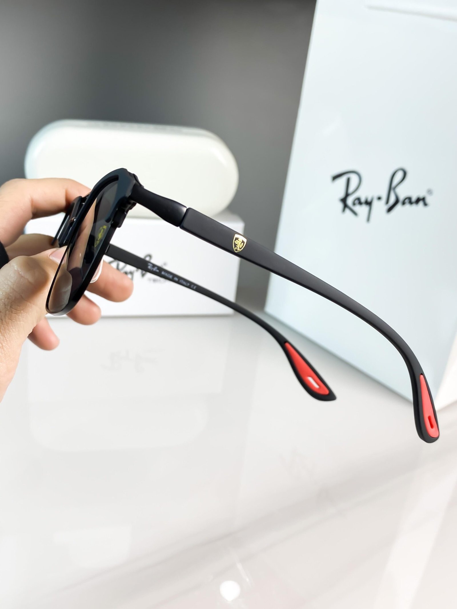 Ray-Ban 04 Full Black Scuderia Ferrari Edition Sunglasses | Premium Metal Frame | Black UV400 Lenses - Image 7