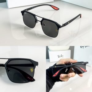 Ray-Ban 04 Full Black Scuderia Ferrari Edition Sunglasses | Premium Metal Frame | Black UV400 Lenses