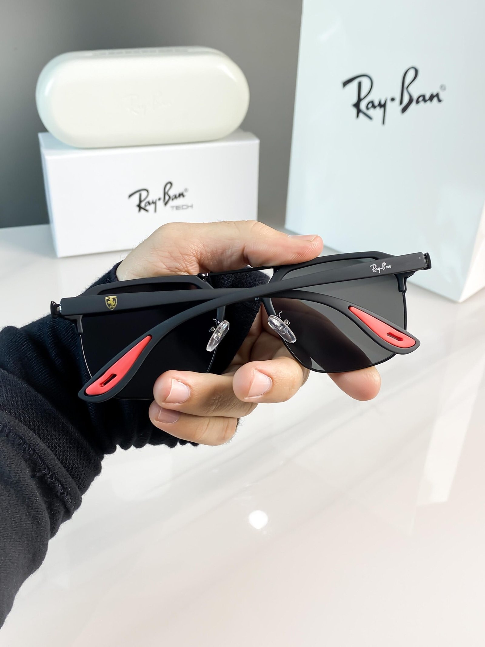 Ray-Ban 04 Full Black Scuderia Ferrari Edition Sunglasses | Premium Metal Frame | Black UV400 Lenses - Image 8