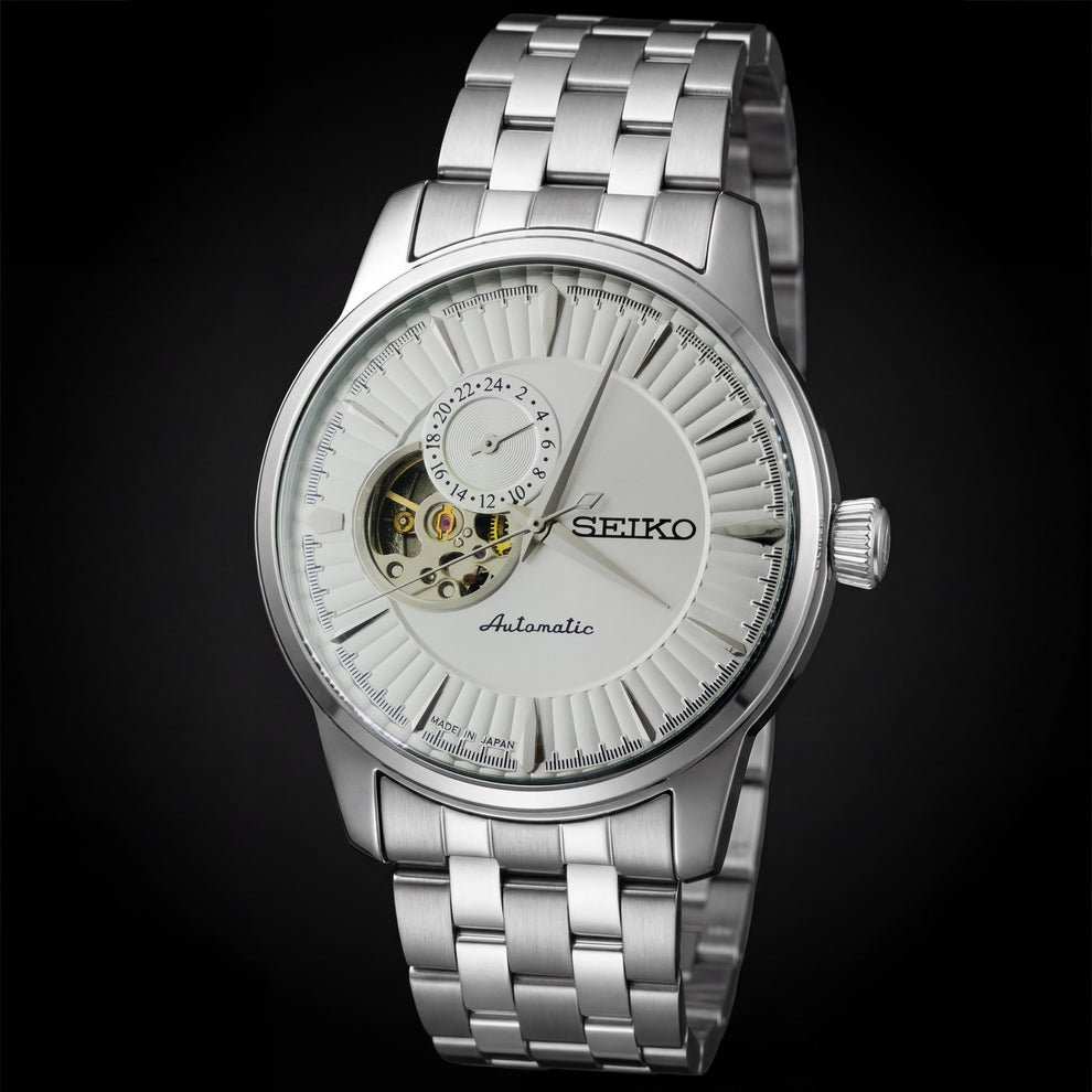 Seiko Presage Cocktail Time Open Heart Sunray Silver Dial Stainless Steel Men's Watch - Image 4