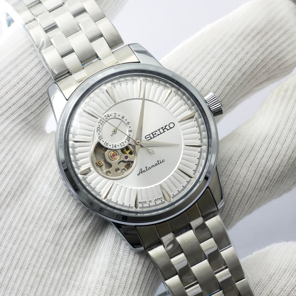 Seiko Presage Cocktail Time Open Heart Sunray Silver Dial Stainless Steel Men's Watch - Image 5