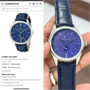 TOMMY HILFIGER Curis Blue Dial Leather Strap Watch - Image 5