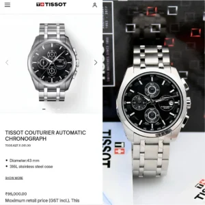 Alternative view of Tissot Couturier Chronograph Black Dial Stainless Steel Men's Watch