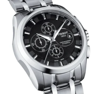 Tissot Couturier Chronograph Black Dial Stainless Steel Men's Watch - Image 4
