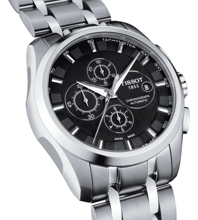 Tissot Couturier Chronograph Black Dial Stainless Steel Men's Watch - Image 4