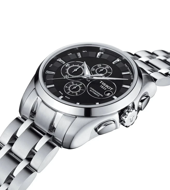 Tissot Couturier Chronograph Black Dial Stainless Steel Men's Watch - Image 5
