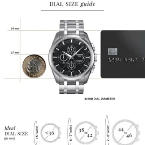 Tissot Couturier Chronograph Black Dial Stainless Steel Men's Watch - Image 7