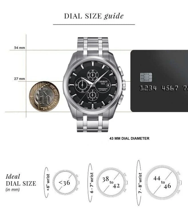 Tissot Couturier Chronograph Black Dial Stainless Steel Men's Watch - Image 7