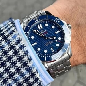 Alternative view of Omega Seamaster Diver 300M Co-Axial Blue Wave Dial Stainless Steel Men's Watch