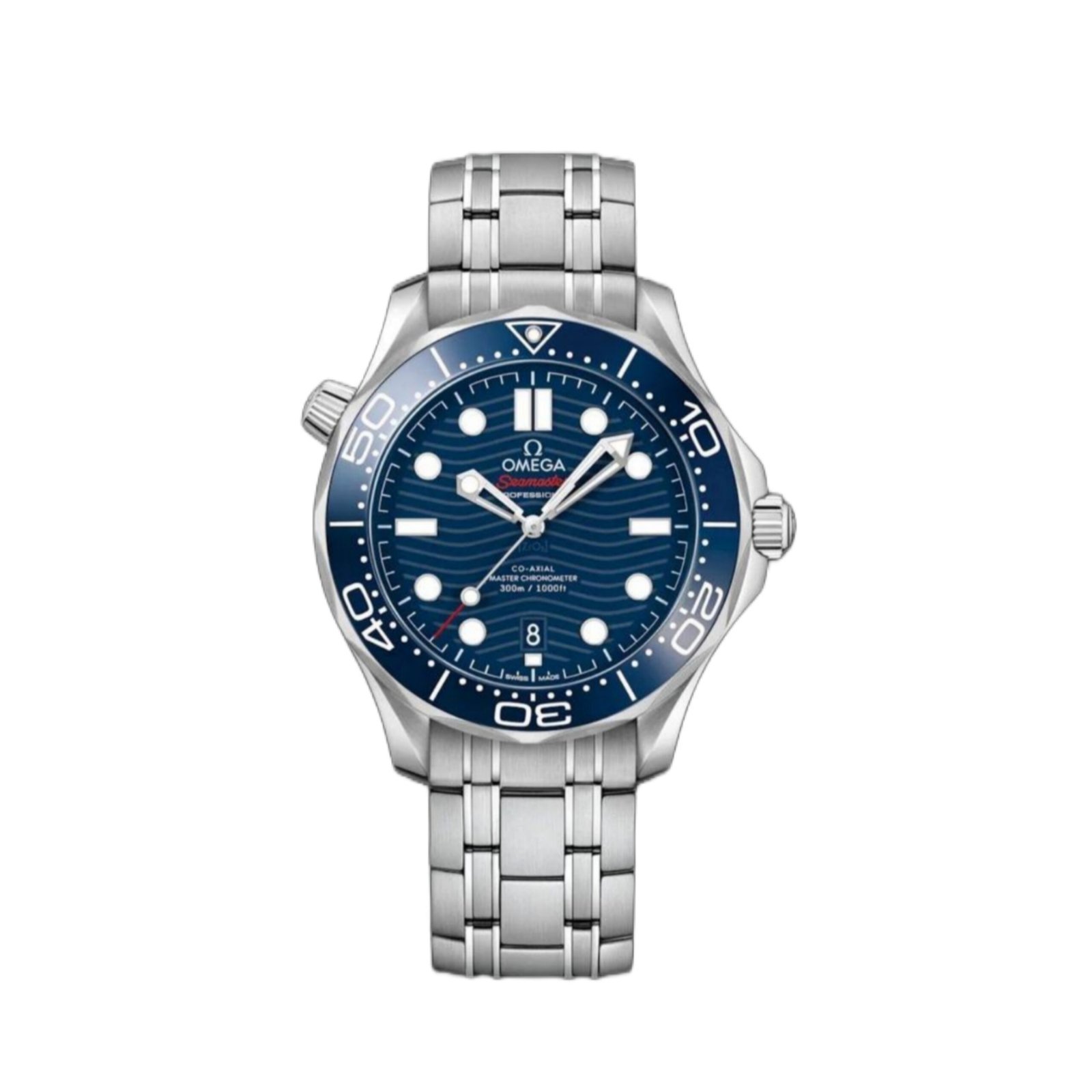 Omega Seamaster Diver 300M Co-Axial Blue Wave Dial Stainless Steel Men's Watch