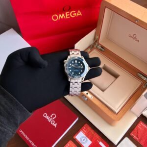 Omega Seamaster Diver 300M Co-Axial Blue Wave Dial Stainless Steel Men's Watch - Image 6