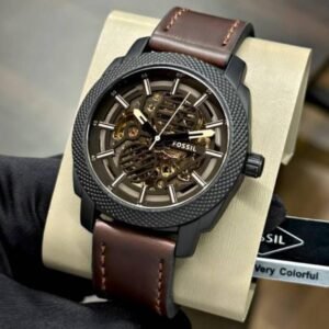 Fossil Machine ME3254 Automatic Skeleton Brown Leather Men's Watch