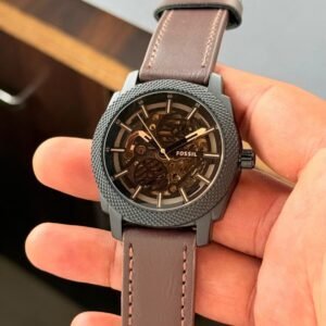 Fossil Machine ME3254 Automatic Skeleton Brown Leather Men's Watch - Image 4