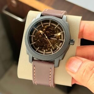 Fossil Machine ME3254 Automatic Skeleton Brown Leather Men's Watch - Image 5