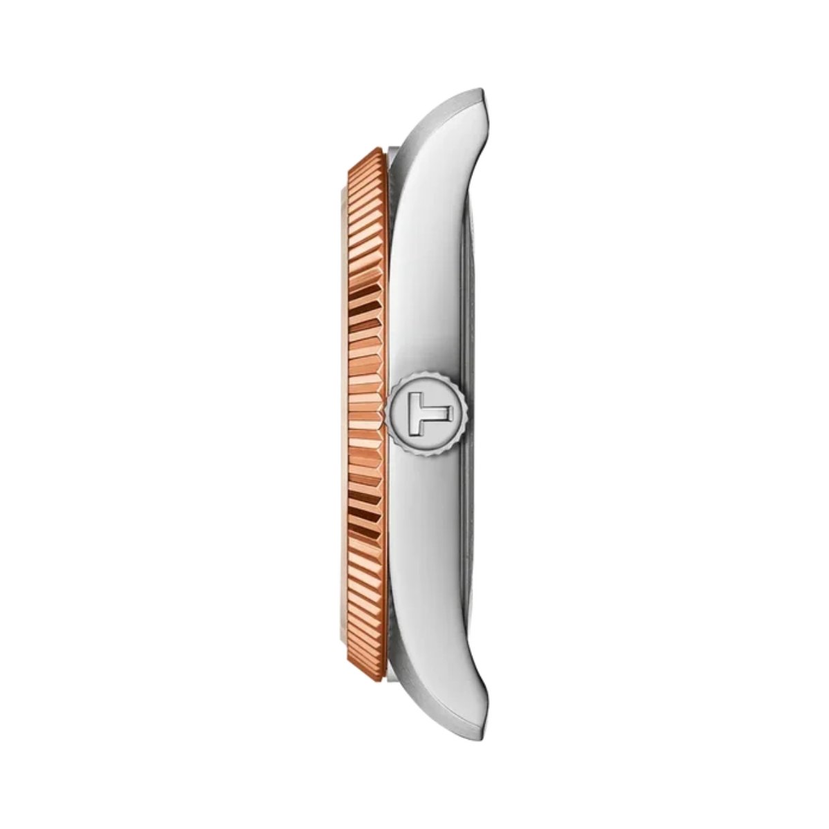 Tissot Ballade 40mm Two-Tone Rose Gold Fluted Bezel Blue Dial Men's Watch - Image 3