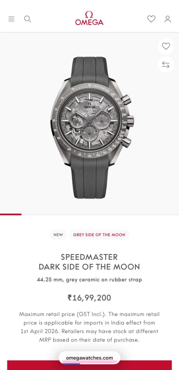 Omega Speedmaster Dark Side of the Moon Grey Ceramic Rubber Strap Men's Watch - Image 4