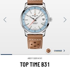 Alternative view of Breitling Top Time B31 White Dial Sky Blue Ring Tan Leather Strap Men's Watch