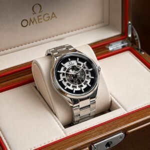 Omega Skeleton Automatic Black Dial Stainless Steel Men's Watch - Image 3