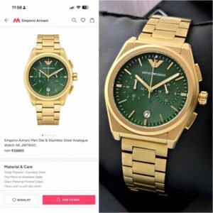 Alternative view of Emporio Armani Chronograph Gold Emerald Green Dial Stainless Steel Men's Watch (AR11640)